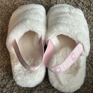 White and Pink Bride Slippers